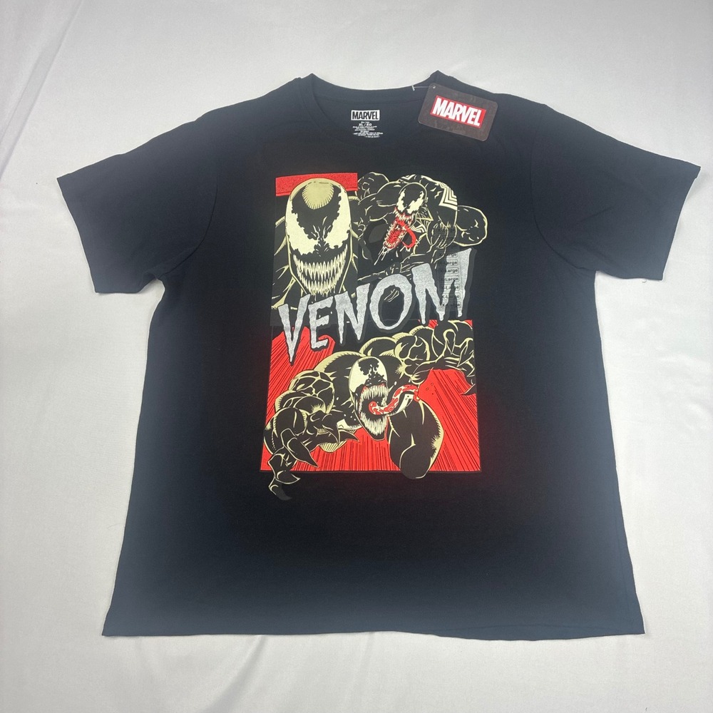 Marvel Venom Graphic T-Shirt Mens XL Black NWT Comic Book Symbiote Tee